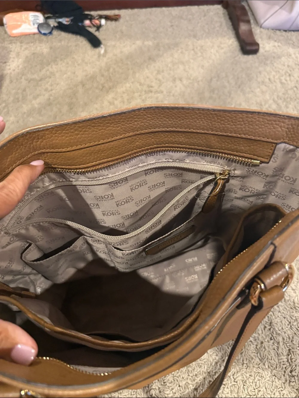 Michael Kors Caramel Pebbled Leather Tote - Picture 3 of 8